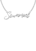 14K White Gold Ladies Full Diamond Name Plate Necklace | Appx. 1.5 Carat