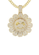 10K Yellow Gold Chain & Cz Sunflower Spinner Pendant | Appx. 18.8 Grams