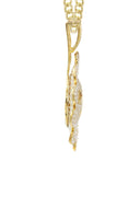 10K Yellow Gold Chain & Cz Sunflower Spinner Pendant | Appx. 18.8 Grams