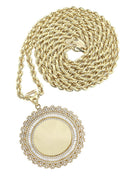 10K Yellow Gold Chain & Cz Round Picture Pendant | Appx. 23.5 Grams