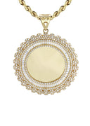 10K Yellow Gold Chain & Cz Round Picture Pendant | Appx. 23.5 Grams