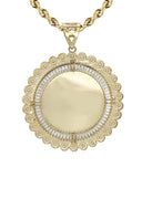 10K Yellow Gold Chain & Cz Round Picture Pendant | Appx. 23.5 Grams