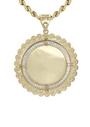 10K Yellow Gold Chain & Cz Round Picture Pendant | Appx. 23.5 Grams