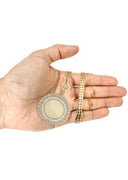 10K Yellow Gold Chain & Cz Round Picture Pendant | Appx. 23.5 Grams