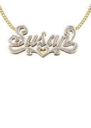 Ladies Diamond Cut with Diamonds Name Plate Necklace | Appx. 7.1 Grams