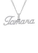 14K White Gold Ladies Full Diamond Name Plate Necklace | Appx. 1.52 Carat