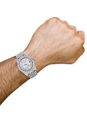 Iced Out Rolex Datejust 36 MM | Stainless Steel | 16.5 Carats of Diamonds | Silver Texture Roman Diamond Dial | Jubilee Band | Model 116200