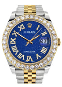 Rolex Datejust II Watch | 41 MM | 18K Yellow Gold & Stainless Steel | Custom Blue Texture Roman Dial | Jubilee Band