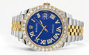 Rolex Datejust II Watch | 41 MM | 18K Yellow Gold & Stainless Steel | Custom Blue Texture Roman Dial | Jubilee Band