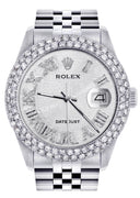 Mens Rolex Datejust Watch 16200 | 36Mm | White Texture Roman Numeral Dial | Two Row 4.25 Carat Bezel | Jubilee Band