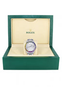 Diamond Gold Rolex Watch For Men 16200 | 36Mm | Rainbow Sapphire Bezel | Silver Texture Dial | Jubilee Band