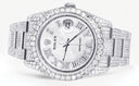 Iced Out Rolex Datejust 36 MM | Stainless Steel | 16.5 Carats of Diamonds | Silver Texture Roman Diamond Dial | Oyster Band | Model 116200