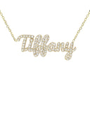 Gold Ladies Full Diamond Script Name Plate Necklace | Appx. 1.45 Carat