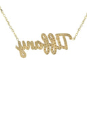 Gold Ladies Full Diamond Script Name Plate Necklace | Appx. 1.45 Carat