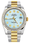 New Style | Diamond Gold Rolex Watch For Men | 36Mm | Light Blue Dial | Oyster Band