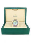 Diamond Gold Rolex Watch For Men 16233 | 36Mm | Rainbow Sapphire Bezel | Light Blue Dial | Jubilee Band