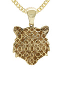 10K Yellow Gold Chain & Cz Tiger Head Pendant | Appx. 28.3 Grams