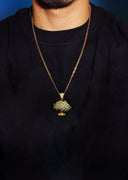 Mens Gold Plated Cuban Link Chain & Tree Pendant | Appx. 17 Grams