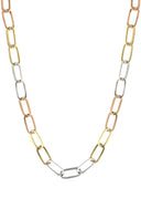 Tri Color Paper Clip Gold Chain 14K