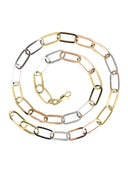Tri Color Paper Clip Gold Chain 14K