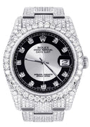 Iced Out Rolex Datejust 36 MM | Stainless Steel | 16.5 Carats of Diamonds | Tuxedo Diamond Dial | Oyster Band | Model 116200