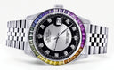 Diamond Gold Rolex Watch For Men 16200 | 36Mm | Rainbow Sapphire Bezel | Tuxedo Dial | Jubilee Band