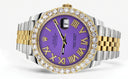 Rolex Datejust II Watch | 41 MM | 18K Yellow Gold & Stainless Steel | Custom Violet Roman Dial | Jubilee Band