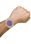 Rolex Datejust II Watch | 41 MM | 18K Yellow Gold & Stainless Steel | Custom Violet Roman Dial | Jubilee Band