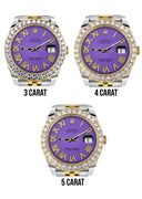 Rolex Datejust II Watch | 41 MM | 18K Yellow Gold & Stainless Steel | Custom Violet Roman Dial | Jubilee Band