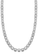 White Gold Plated Iced Out Square Cluster Tennis Chain