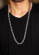 White Gold Plated Mens Byzantine Chain