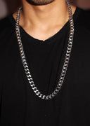 White Gold Plated Mens Cuban Curb Chain
