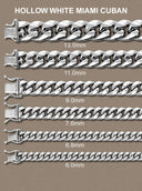 Hollow Mens Miami Cuban Link Bracelet 10K/14K White Gold