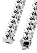 Womens 14K White Gold Chain - Hollow Miami Cuban Link Chain