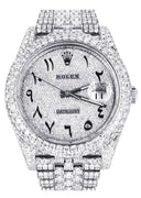 Womens Diamond Iced Out Rolex Datejust 41 | 25 Carats Of Diamonds | Custom Arabic Numeral Diamond Dial | Two Row | Jubilee Band