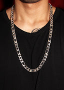 White Gold Plated Mens Figaro Chain
