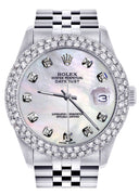 Mens Rolex Datejust Watch 16200 | 36Mm | White Mother of Pearl Dial | Two Row 4.25 Carat Bezel | Jubilee Band