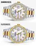 Diamond Gold Rolex Watch For Men 16233 | 36Mm | White Mother Of Pearl  | Oyster Band