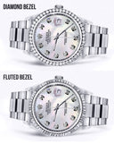 Diamond Mens  Rolex Datejust Watch 16200 | 36Mm | White Mother Of Pearl Dial | Oyster Band