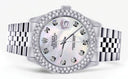 Womens Rolex Datejust Watch 16200 | 36Mm | White Mother of Pearl Dial | Two Row 4.25 Carat Bezel | Jubilee Band