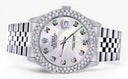 Mens Rolex Datejust Watch 16200 | 36Mm | White Mother of Pearl Dial | Two Row 4.25 Carat Bezel | Jubilee Band