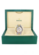 Diamond Gold Rolex Watch For Men 16233 | 36Mm | Rainbow Sapphire Bezel | Light Mother Of Pearl Dial | Jubilee Band
