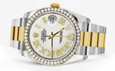New Style | Gold & Steel Rolex Datejust Watch | 36Mm | White Roman Diamond Dial | Oyster Band