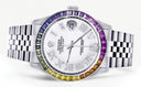 Diamond Gold Rolex Watch For Men 16200 | 36Mm | Rainbow Sapphire Bezel | White Roman Numeral Dial | Jubilee Band