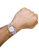 Diamond Gold Rolex Watch For Men 16200 | 36Mm | Rainbow Sapphire Bezel | White Roman Numeral Dial | Jubilee Band