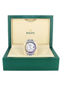 Diamond Gold Rolex Watch For Men 16200 | 36Mm | Rainbow Sapphire Bezel | White Roman Numeral Dial | Jubilee Band