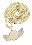10K Yellow Gold Chain & Cz Wings Picture Pendant | Appx. 19.2 Grams