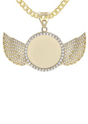 10K Yellow Gold Chain & Cz Wings Picture Pendant | Appx. 19.2 Grams