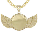 10K Yellow Gold Chain & Cz Wings Picture Pendant | Appx. 19.2 Grams