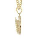 10K Yellow Gold Chain & Cz Wings Picture Pendant | Appx. 19.2 Grams